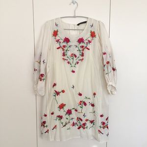 NEW Zara Silk Floral Embroidered Dress